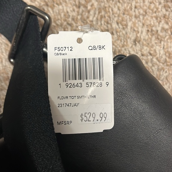 Coach Foldover Bag. New with tags. Black leather. - Picture 3 of 5